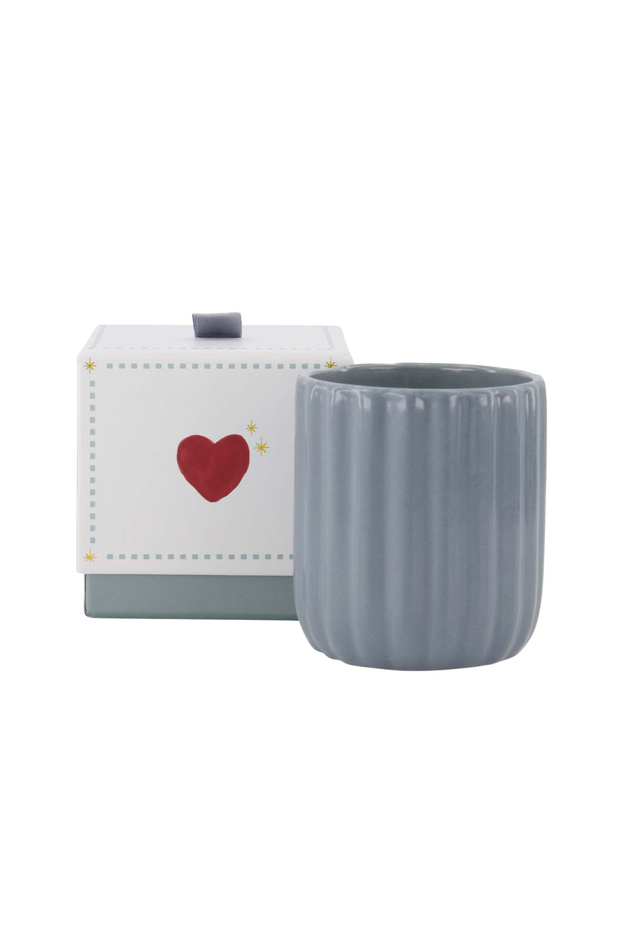scented candle ceramic in box heart gray blue | gray blue