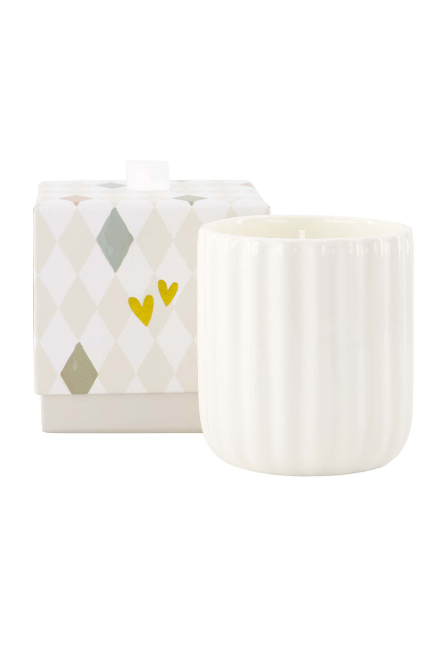 scented candle ceramic in box heart white | white