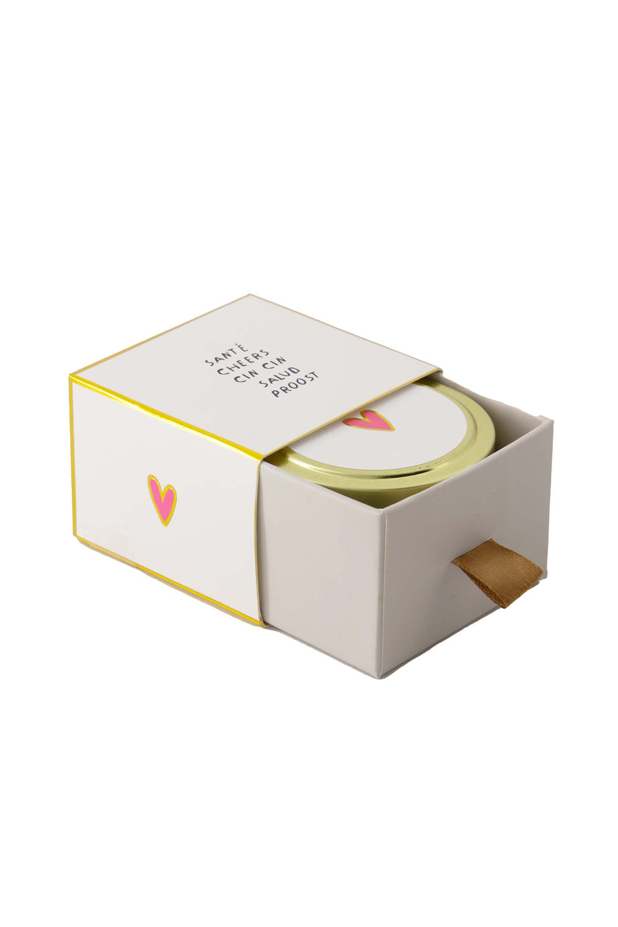 scented candle tin in sliding box sante heart white/pink | white/pink