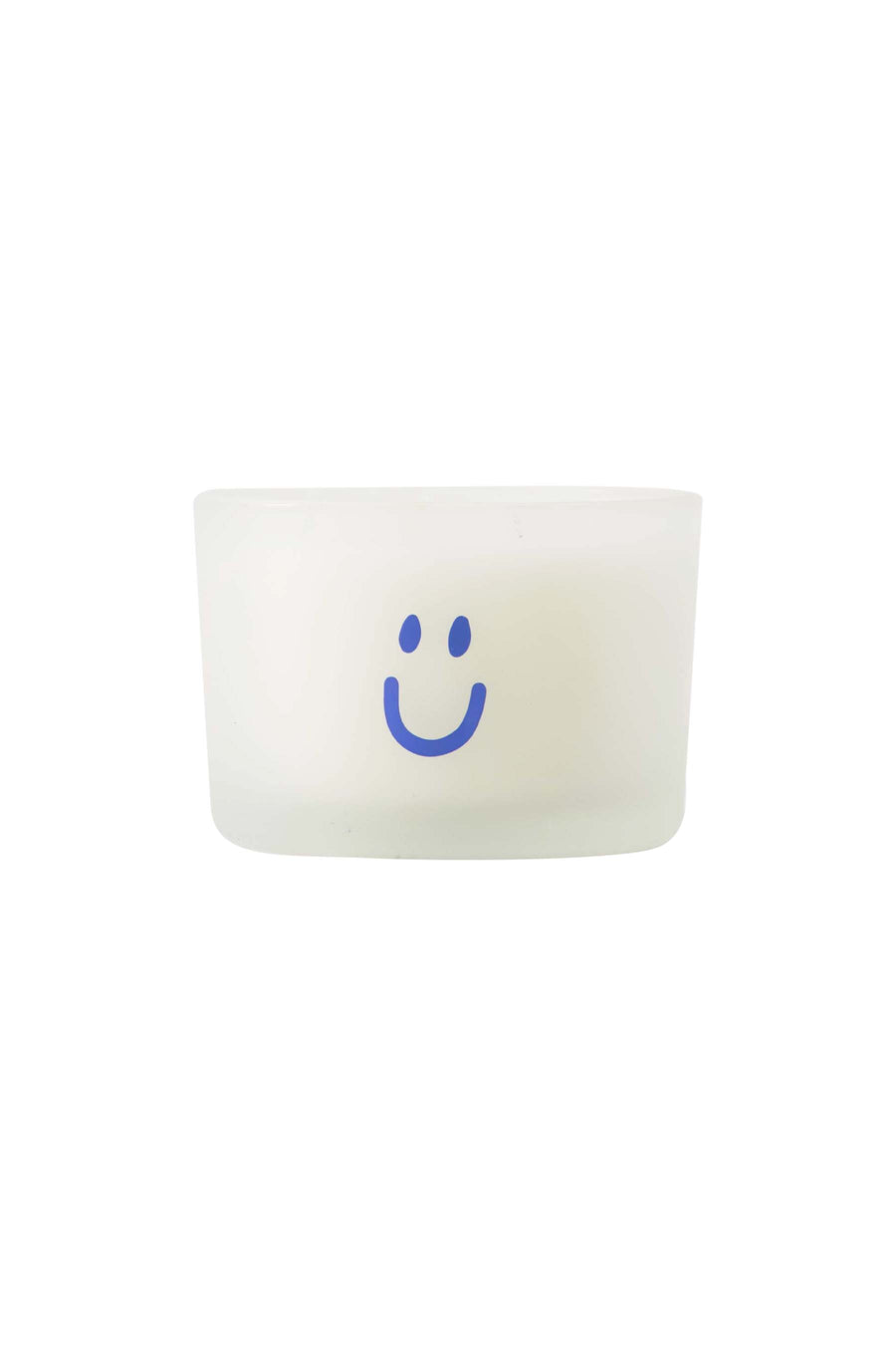 scented candle glass smiley white/blue | white/blue