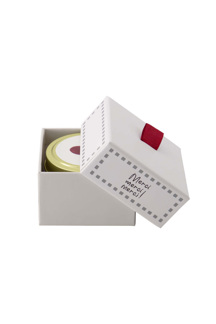 scented candle tin in box merci white/gray blue | white/gray blue