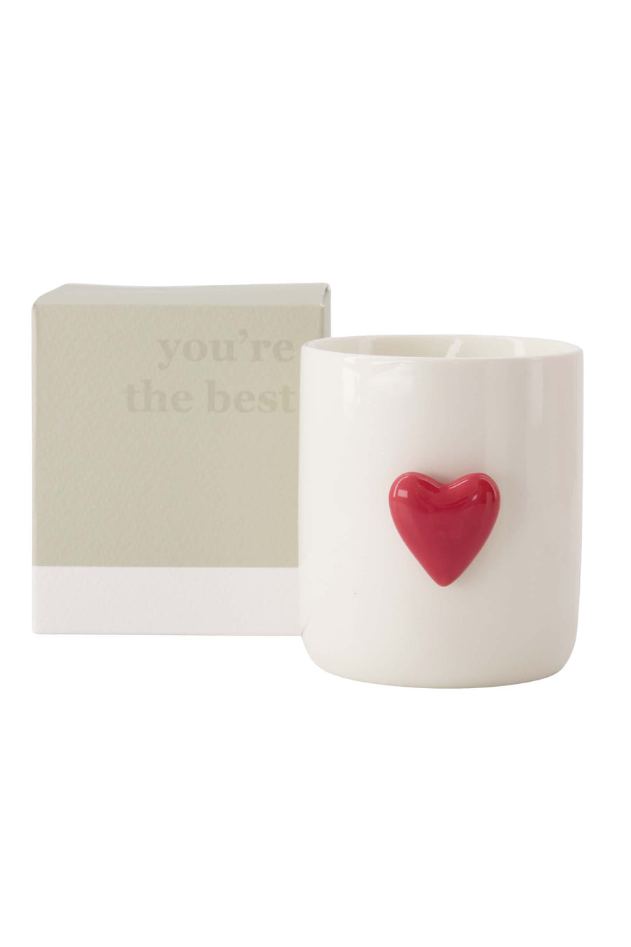 geurkaars keramiek hart in doosje you're the best | wit / lichtgroen / fuchsia