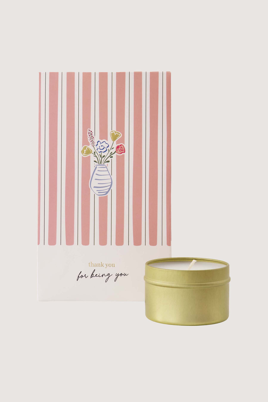 geurkaars tin in zakje thank you | wit / lichtroze / goud