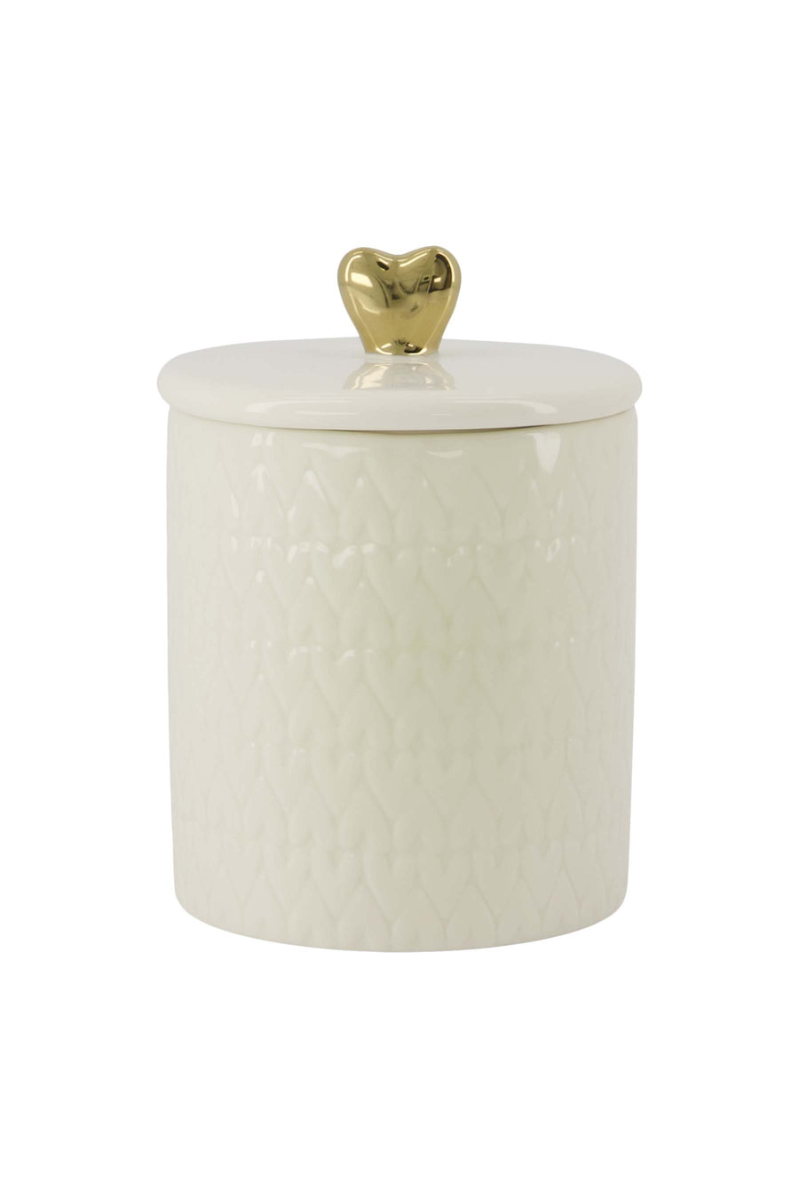 scented candle ceramic with lid heart M white/gold | white/gold