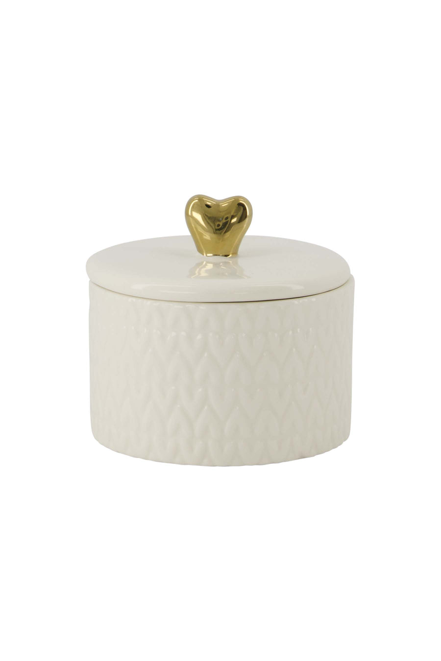 scented candle ceramic with lid heart S white/gold | white/gold