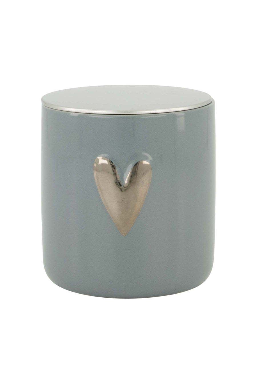 scented candle ceramic silver heart gray blue | gray blue