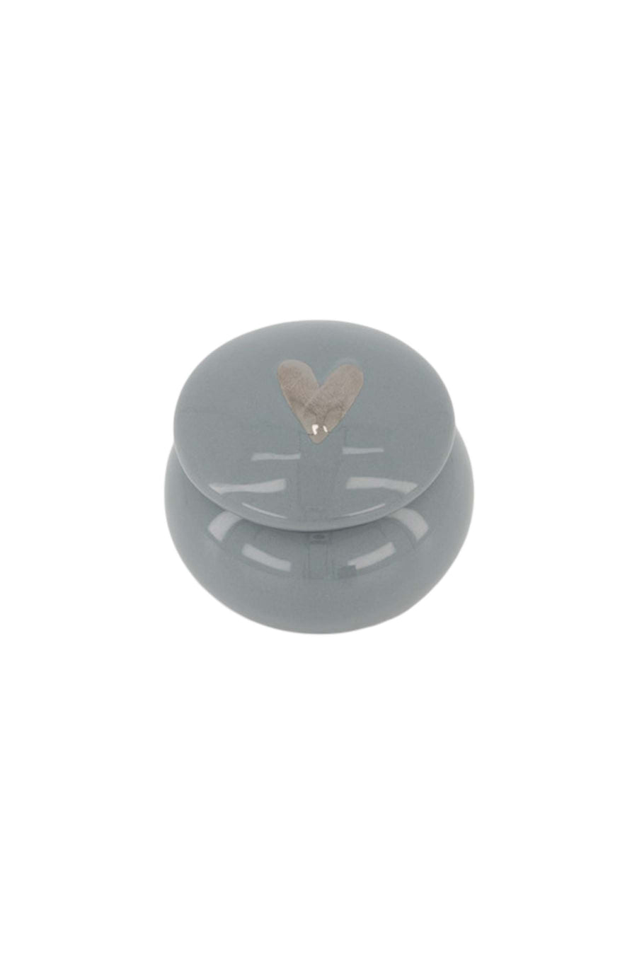 scented candle ceramic ball with lid silver heart | gray blue