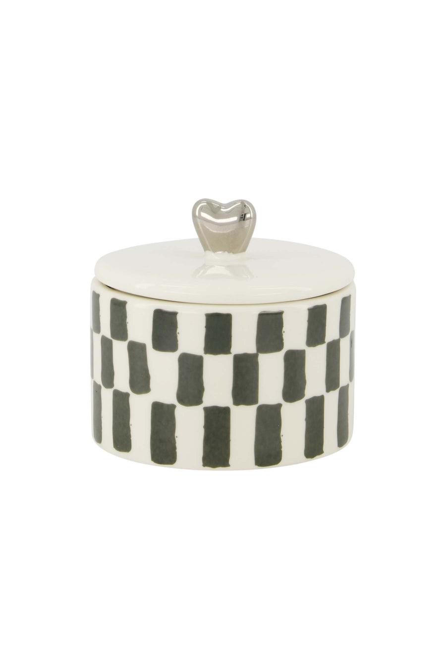 scented candle ceramic with lid silver heart white/gray blue | white/gray blue