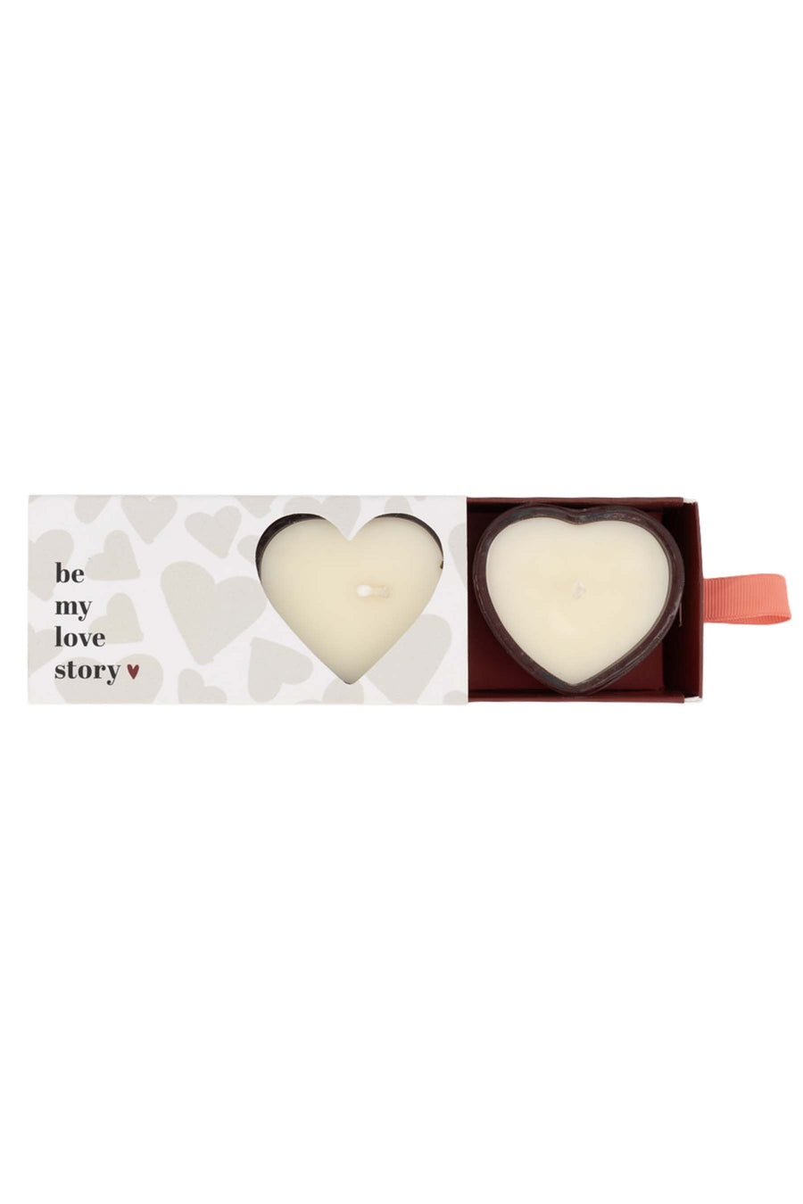 set of 2 scented candles in box heart white / red | white / red