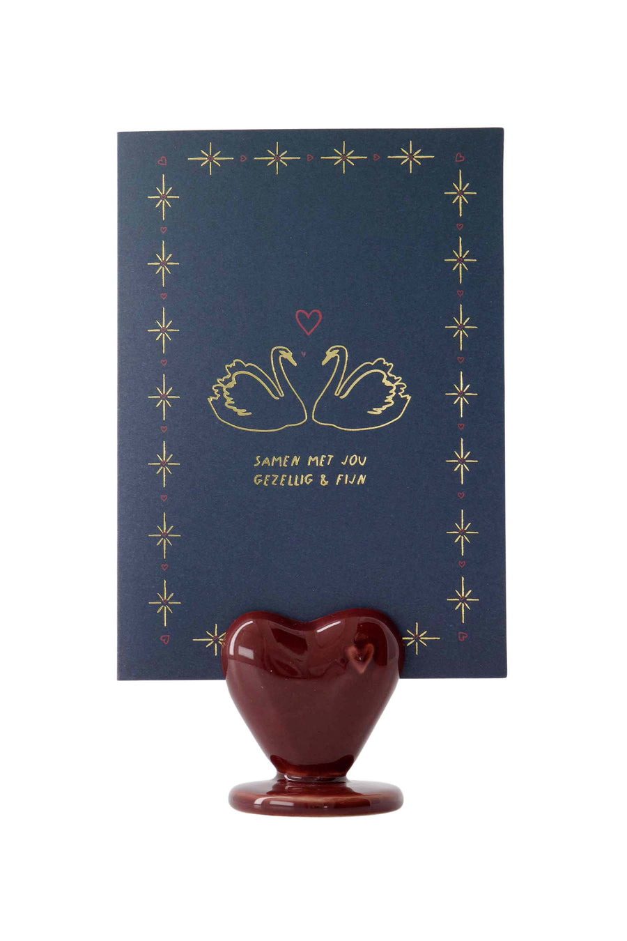 card stand ceramic heart | dark red