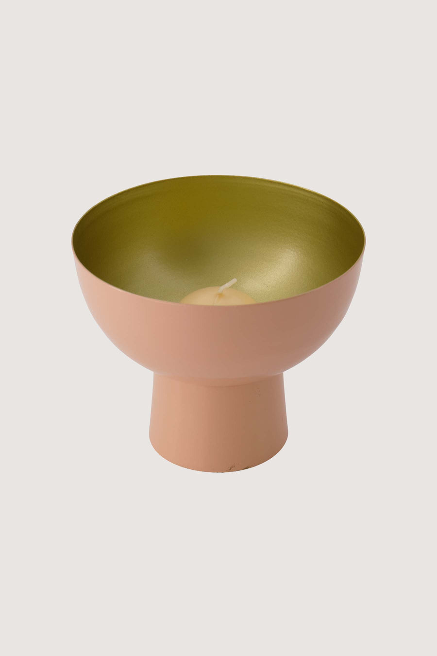 metal footed bowl | pink/gold