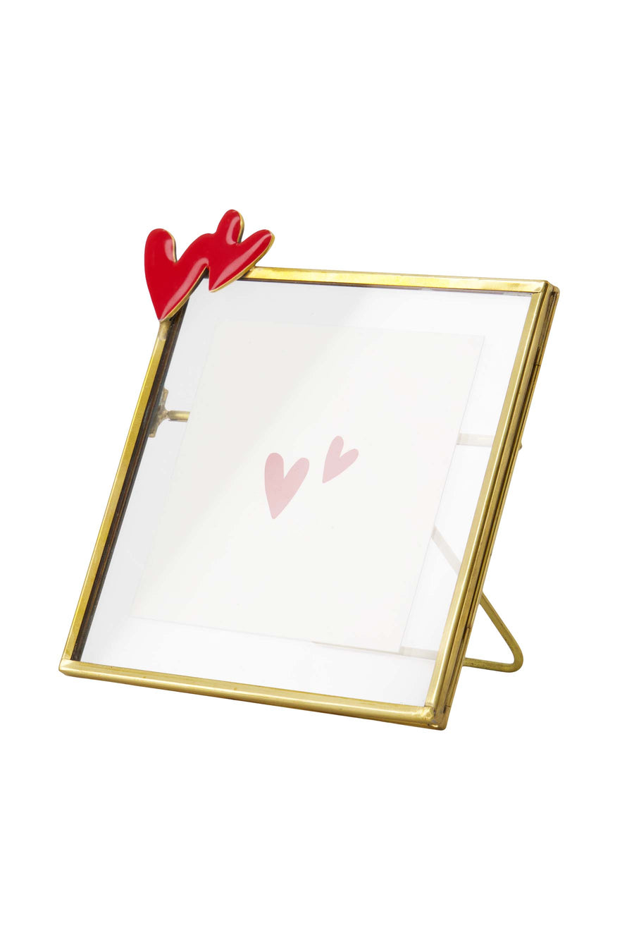 picture frame metal hearts | red / gold
