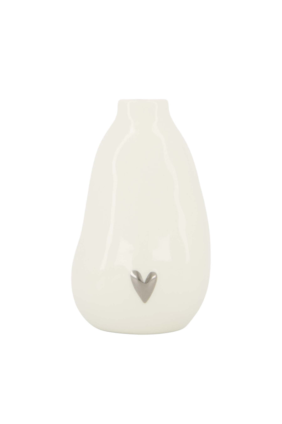 vase ceramic heart white/silver | white/silver