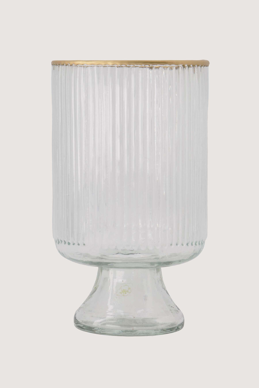 table vase M on base glass ribbed | transparent / gold