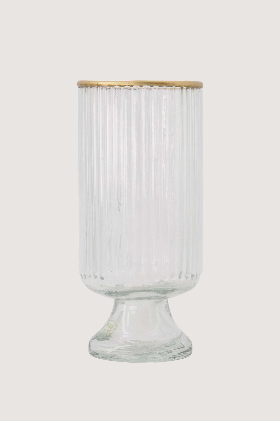 table vase S on base glass ribbed | transparent / gold
