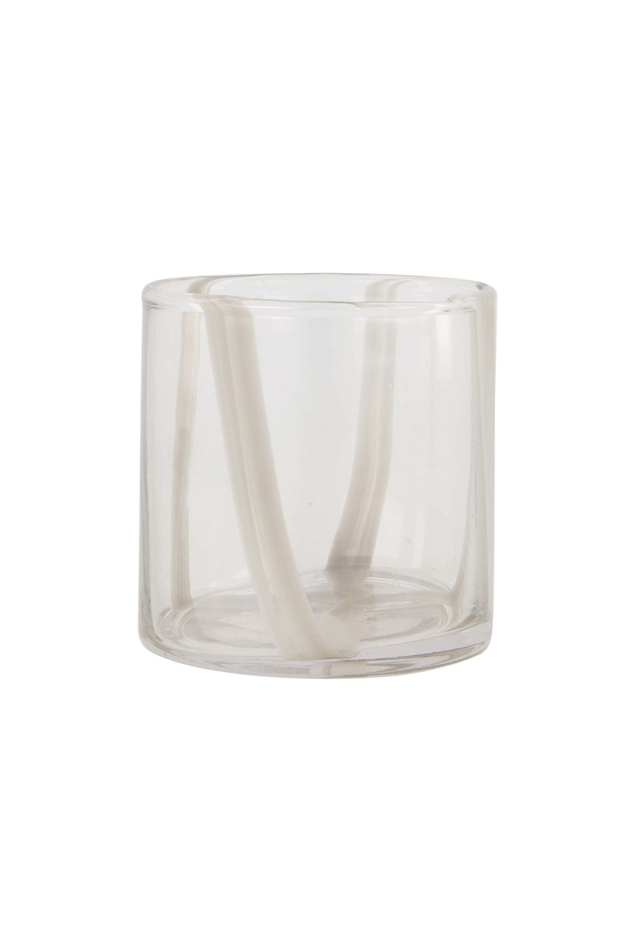tea-light holder glass stripes M | beige