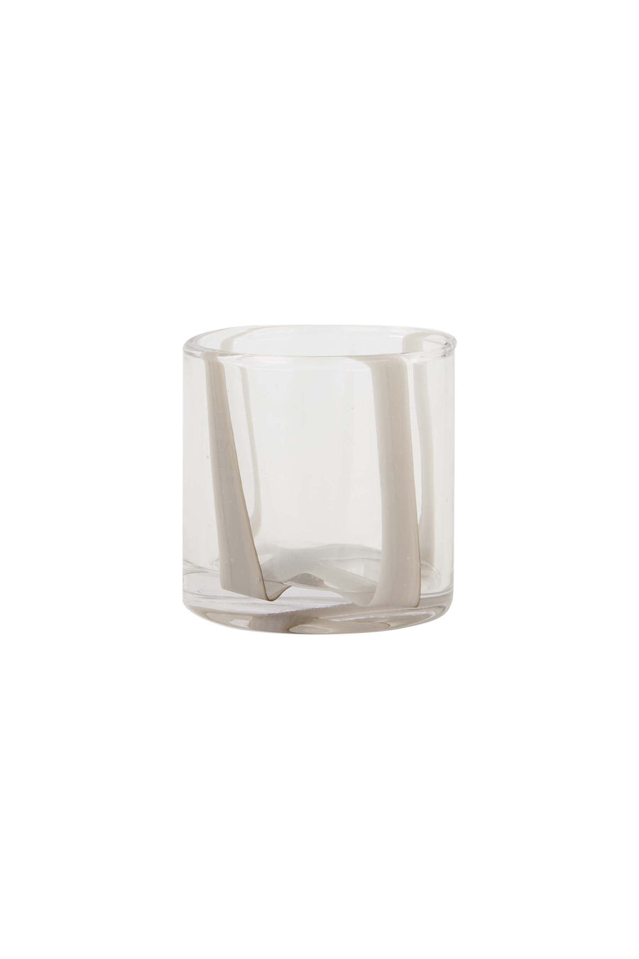 tea-light holder glass stripes S | beige