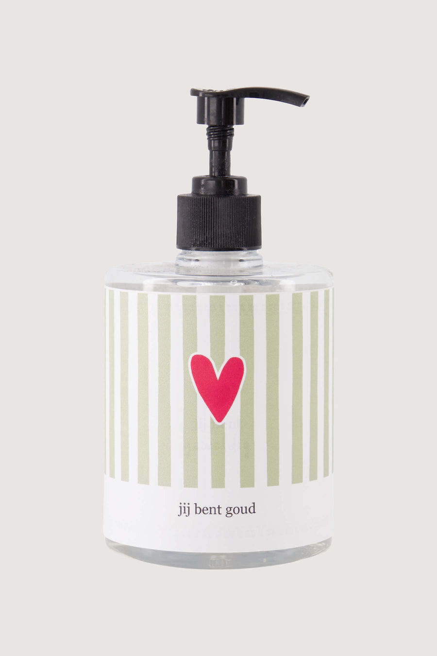 handzeep 500ml streep hartje tekst jij bent goud | wit / lichtgroen / fuchsia