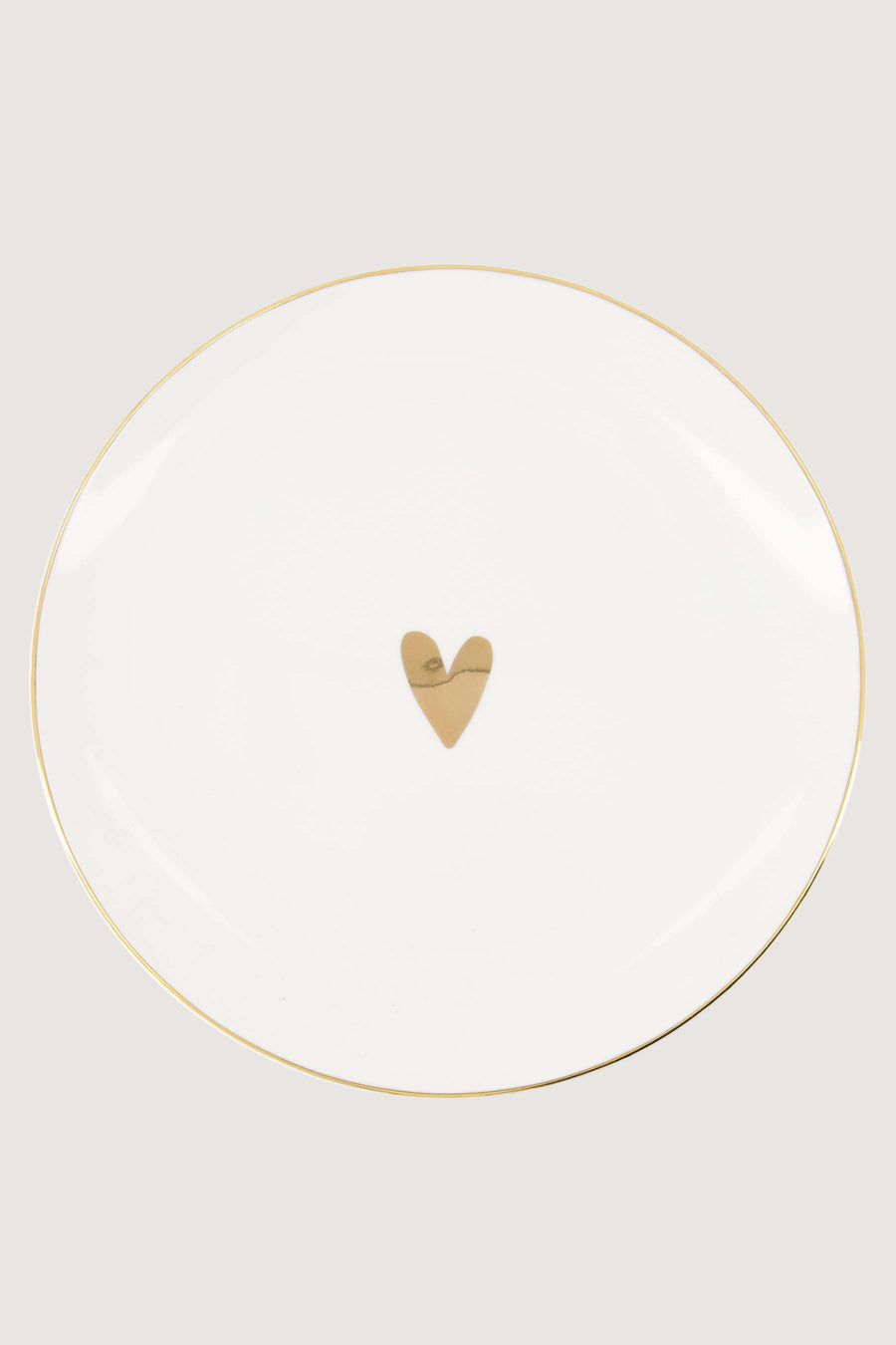 dinner plate heart | white / gold