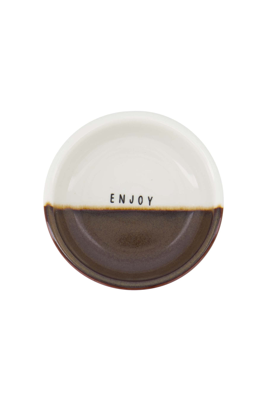 dip bowl enjoy white/brown | white/brown