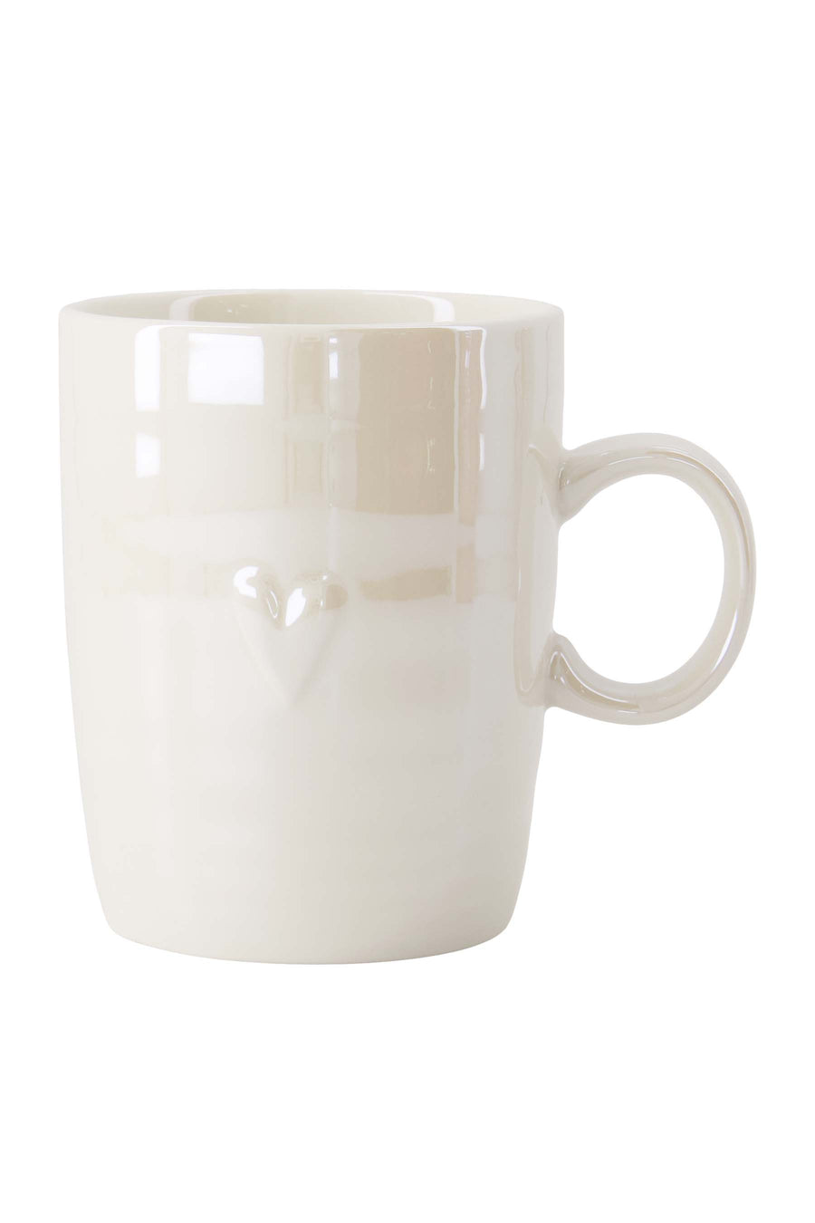 teacup mother-of-pearl heart | white
