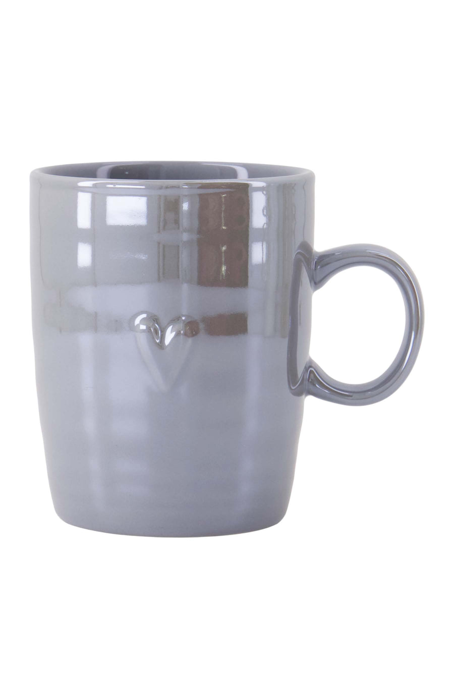 teacup mother-of-pearl heart | gray-blue