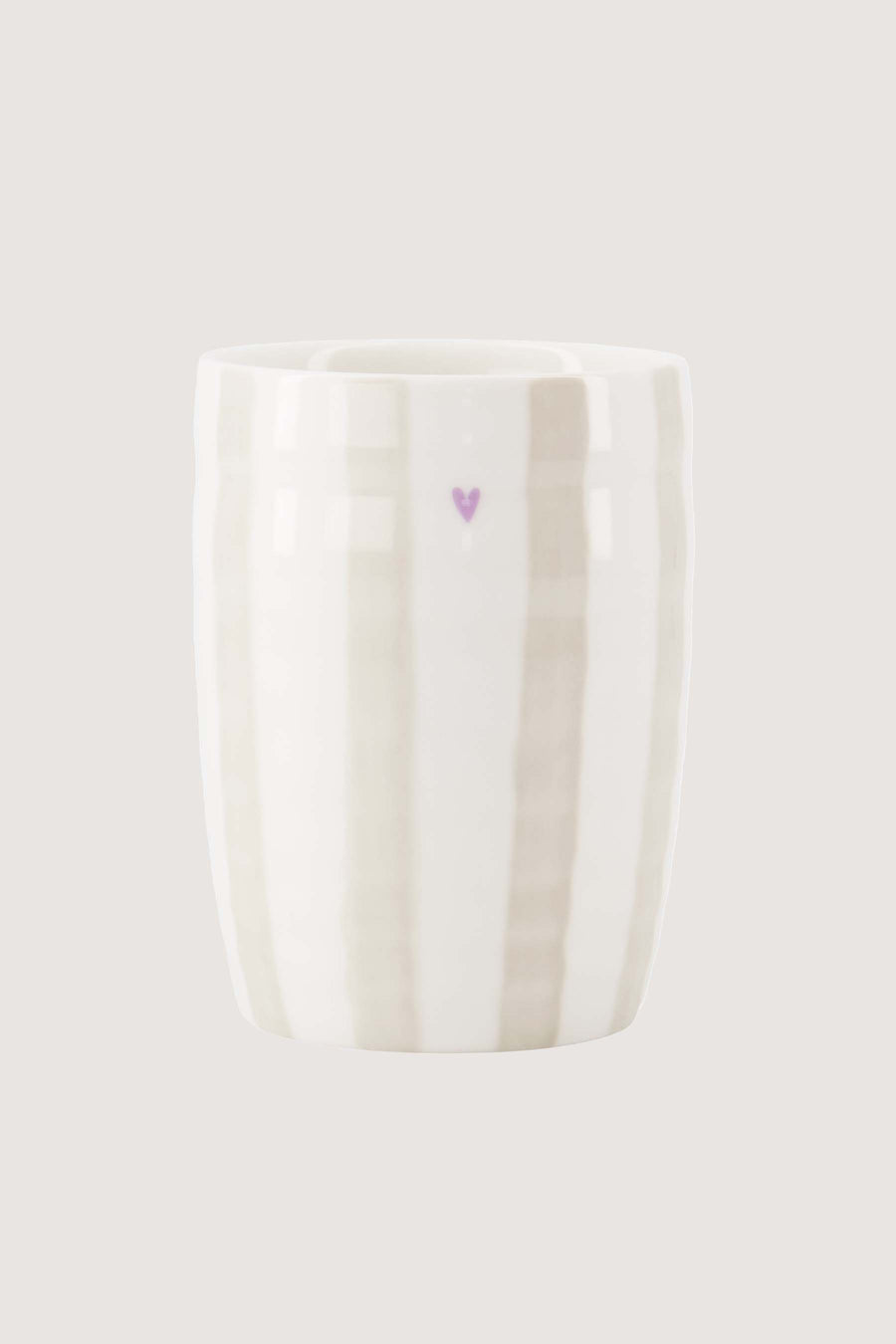 coffee mug stripe heart | white / sand / lilac