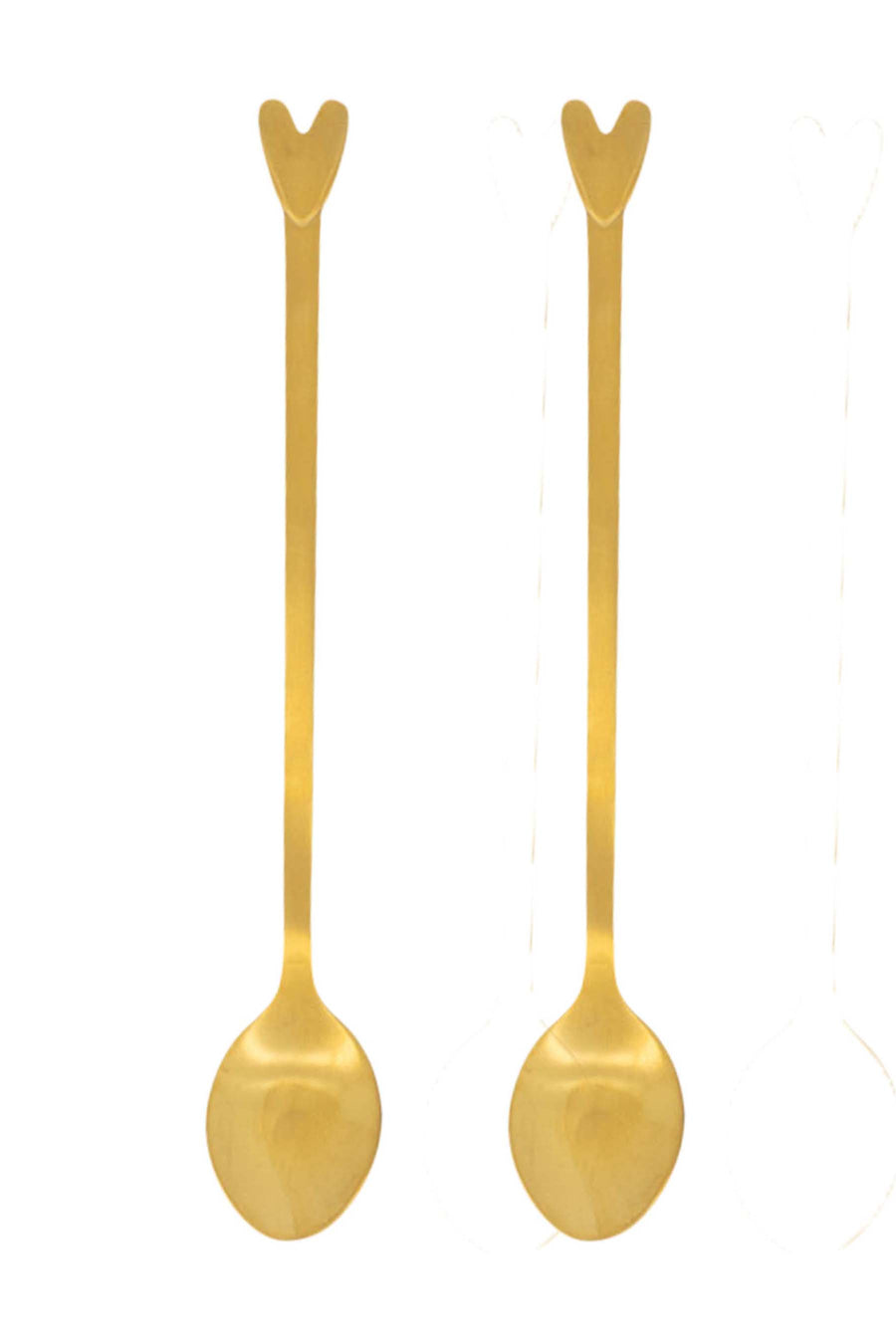 set of 2 long spoons heart | gold