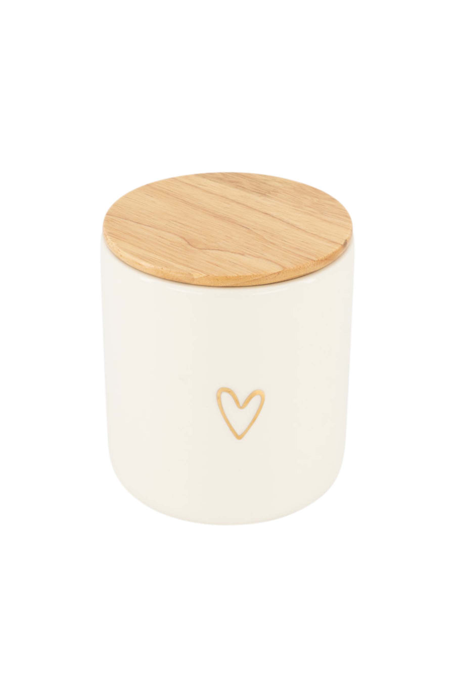 storage jar with lid ceramic M line heart | white