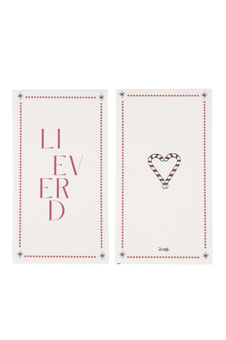 napkins rectangle sweetheart white/dark red | white/dark red