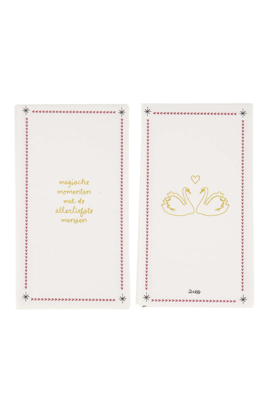 napkins rectangle magic moments white/dark red | white/dark red