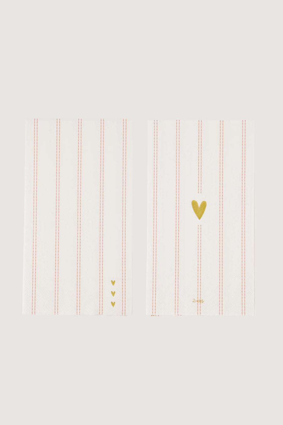rectangular striped heart napkins | white / pink