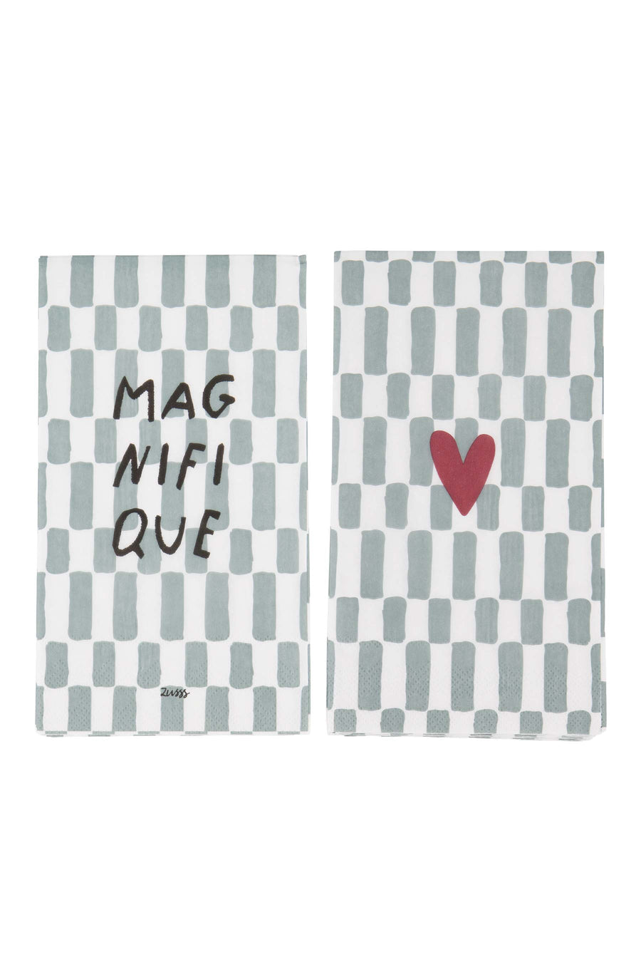 napkins rectangle heart gray-blue/red | red / gray-blue