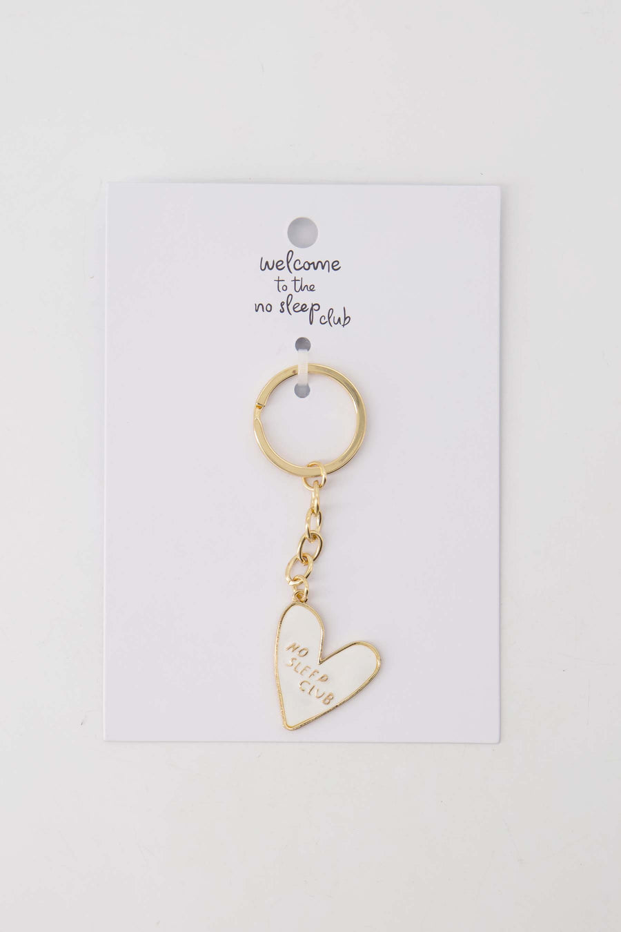 ansichtkaart sleutelhanger hartje wit/goud | wit / goud