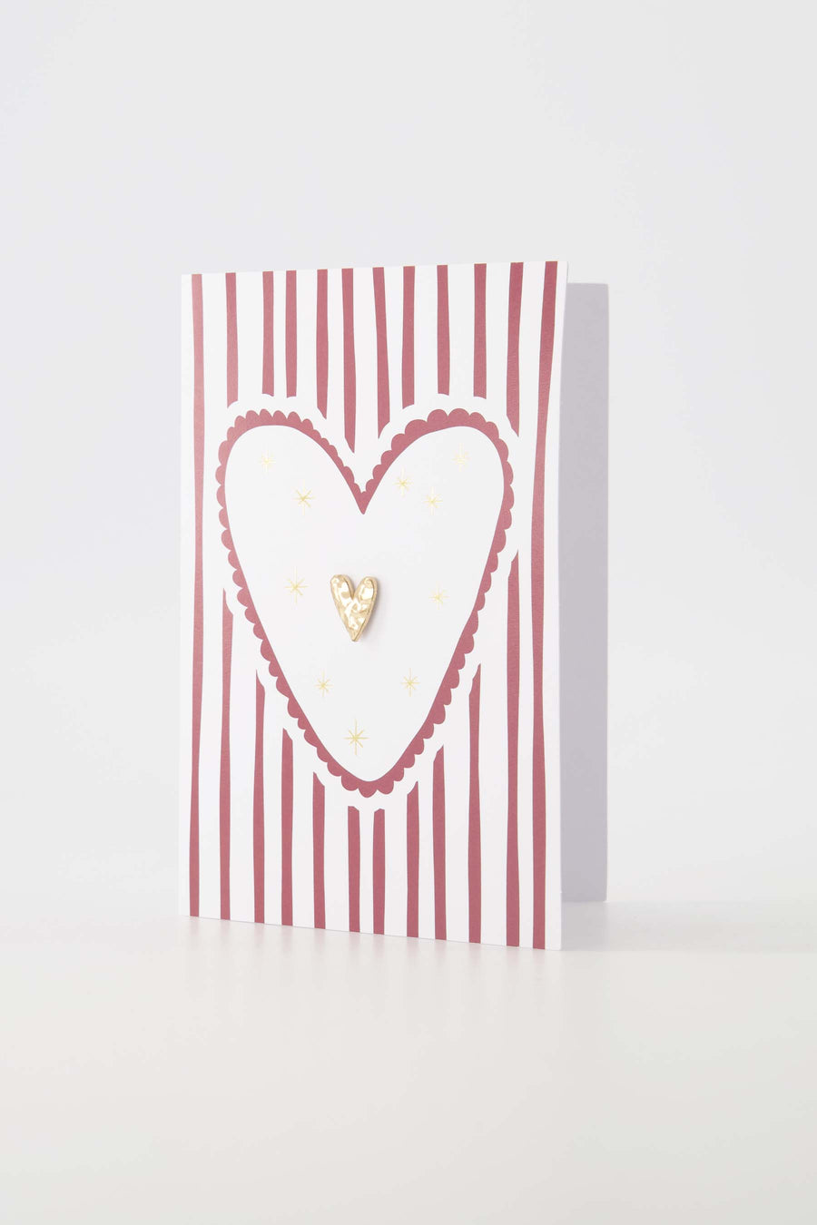 wenskaart broche hartje strepen wit/rood | wit / rood