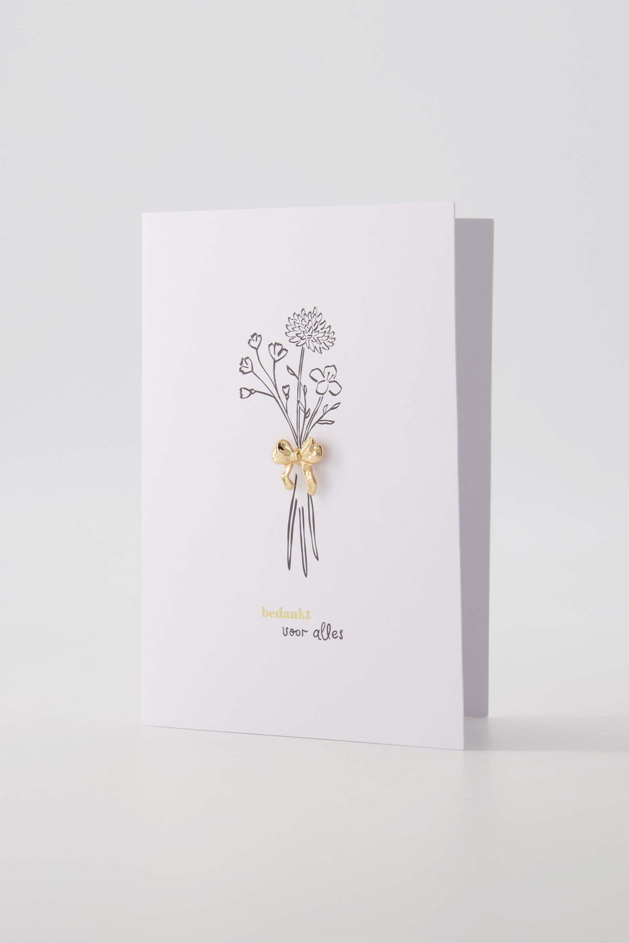 wenskaart broche strikje bedankt wit/zwart/goud | wit / zwart / goud