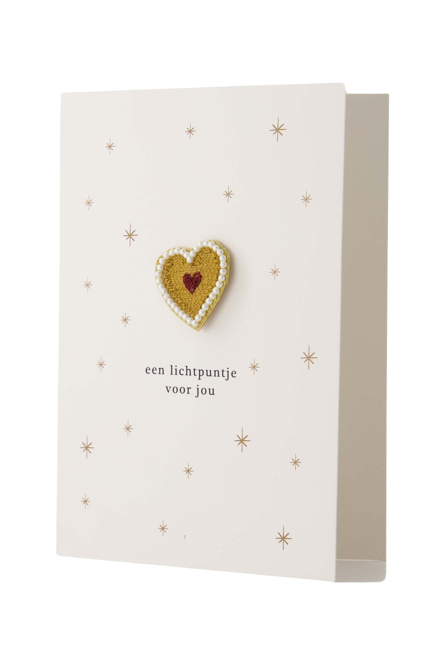 greeting card brooch heart stars white/gold | white/gold