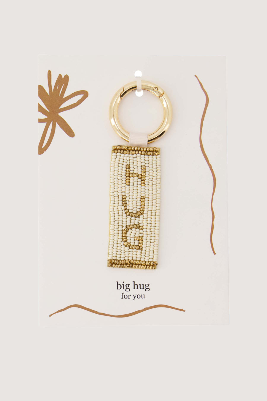 postcard keychain hug | white / ochre
