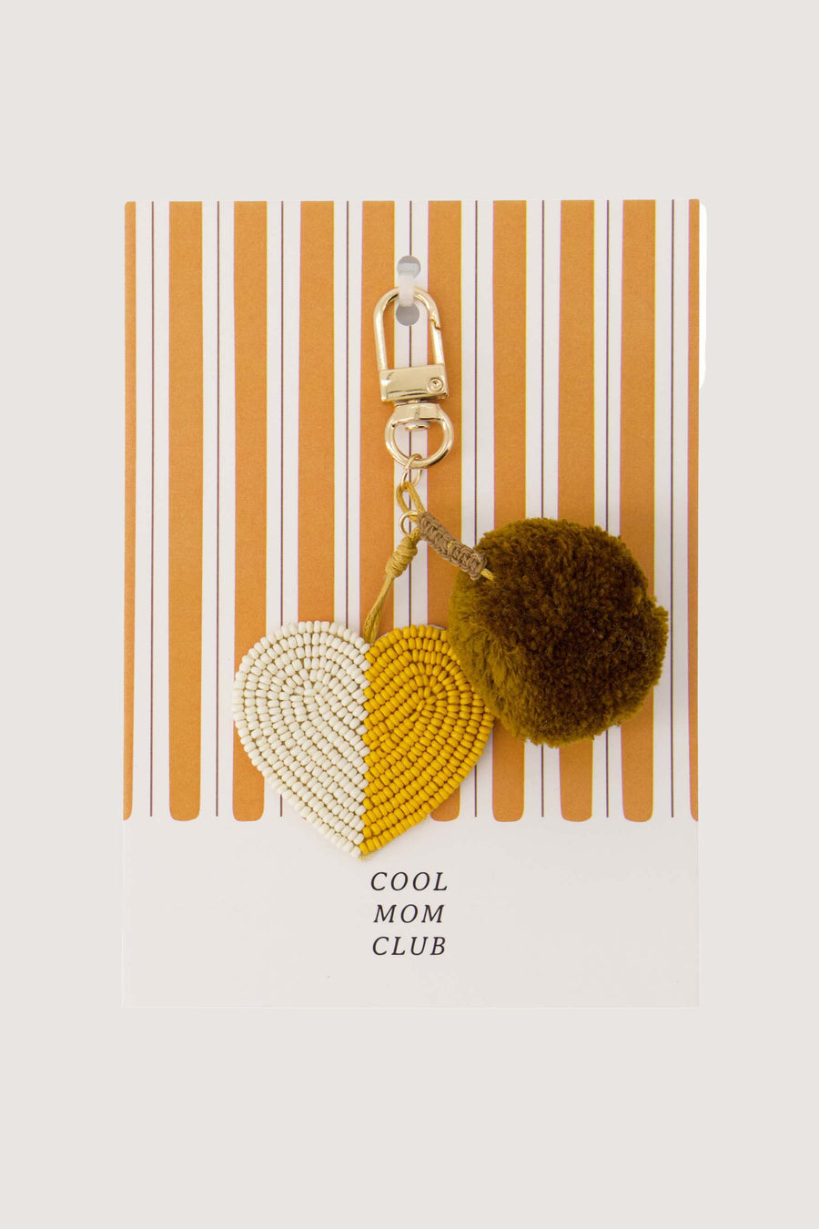 postcard bag hanger pompom heart cool mum club | brown / ochre
