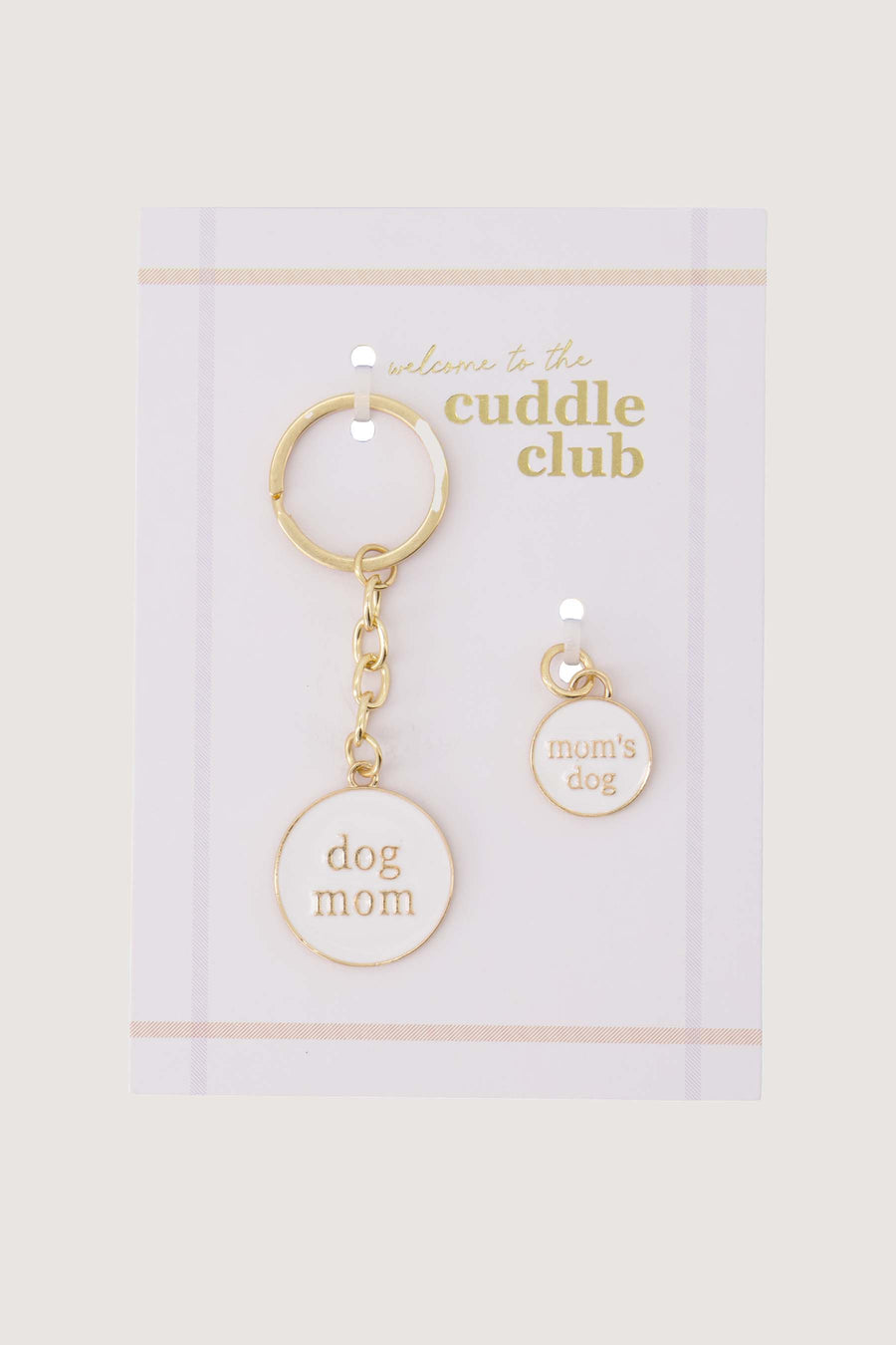 ansichtkaart sleutelhanger/penning dog mom | wit / goud