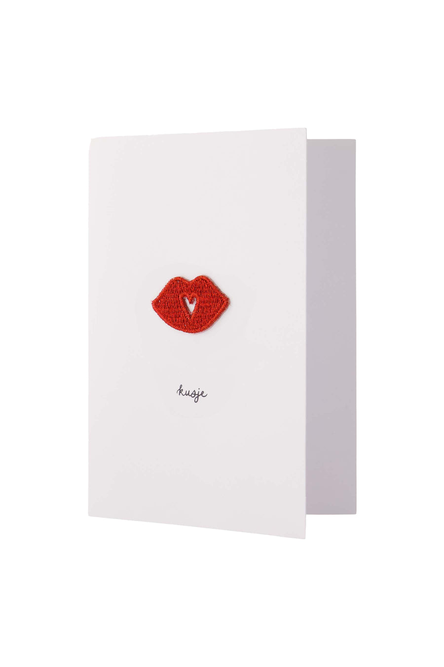greeting card kiss string logo | white / red
