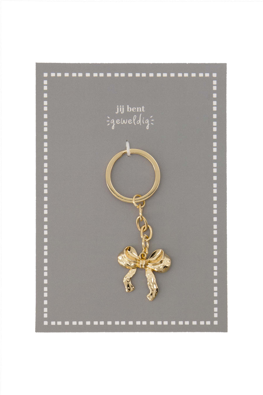 postcard keychain bow white/gold | white/gold