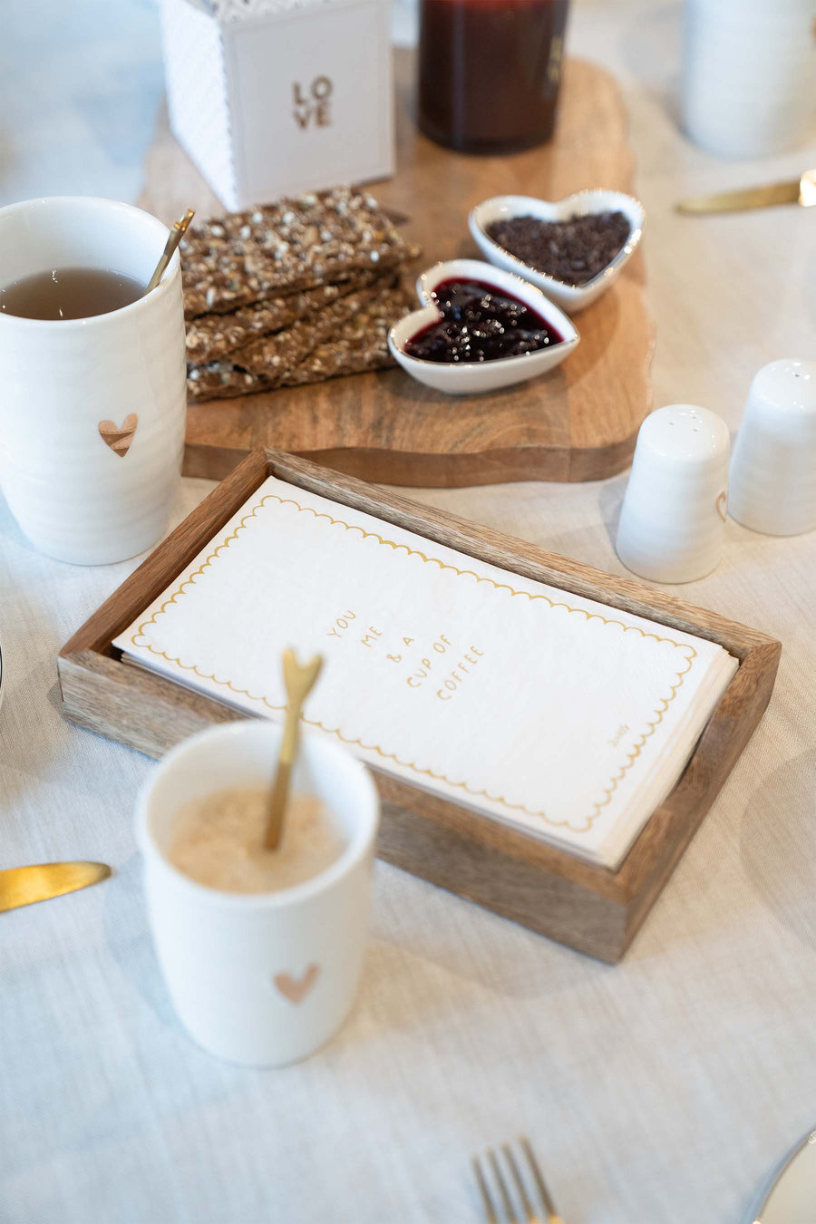 napkin holder wood heart 11x20cm | natural