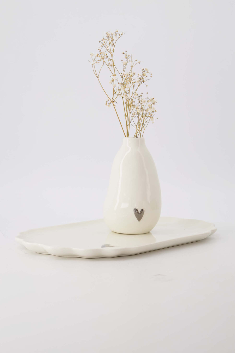 Cadeauset Keramiek Zilver Hartje