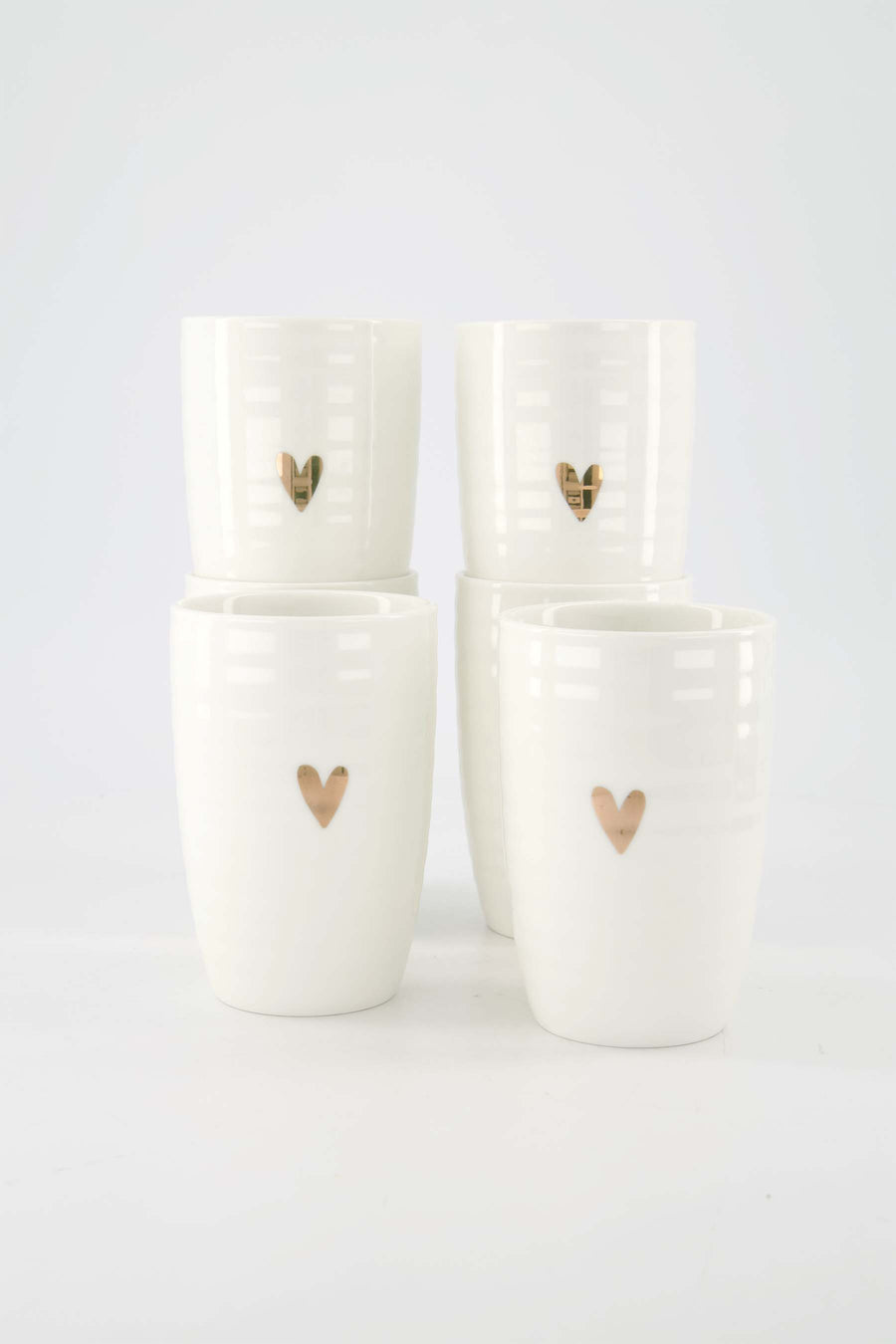 set of 6 mugs L gold heart