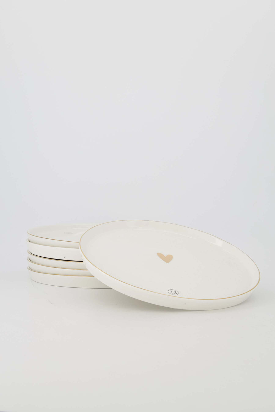 set of 6 dinner plates gold heart