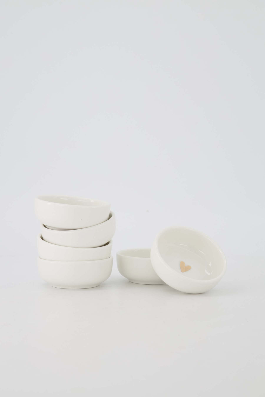 set of 6 dip bowls gold heart