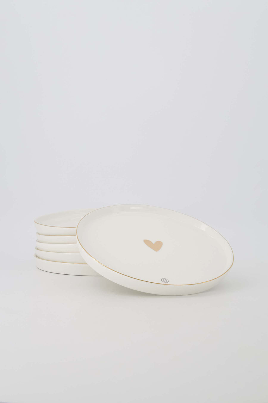 set of 6 breakfast plates gold heart