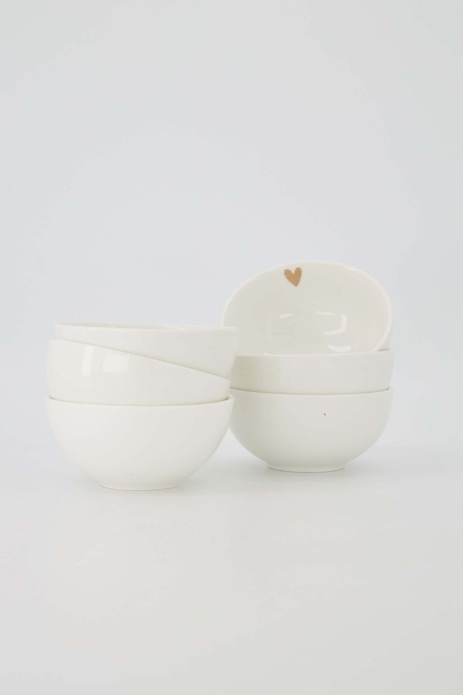 set of 6 bowls gold heart