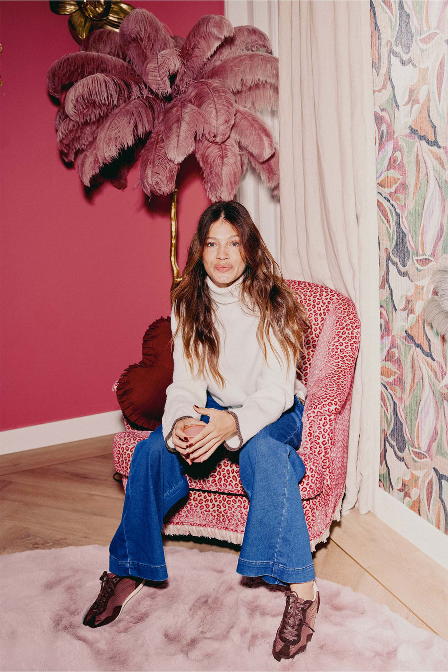 turtleneck with colored border | off white